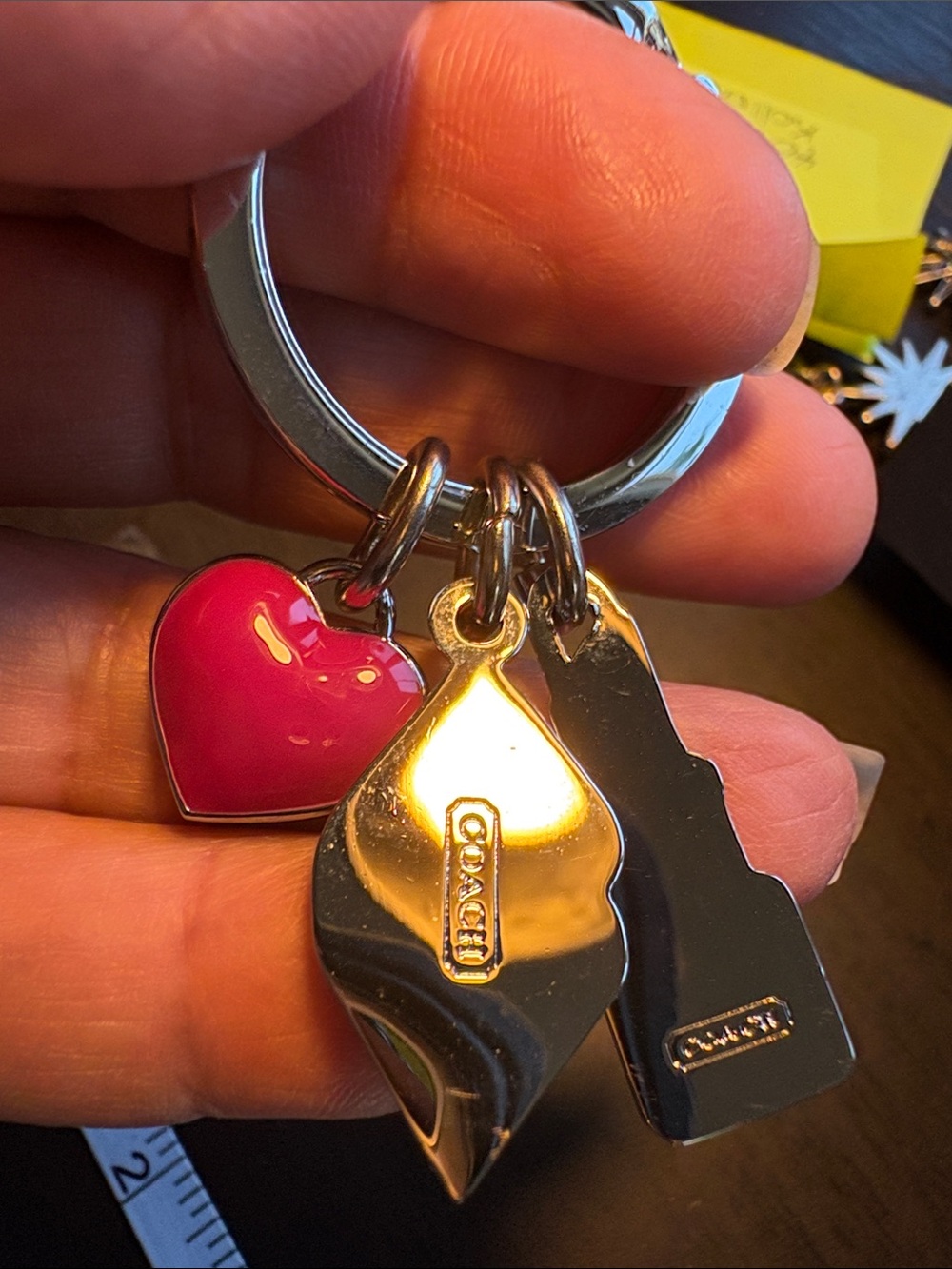 Coach Hot Pink Lipstick, Lips & Heart Charm Keyring - Picture 2 of 3